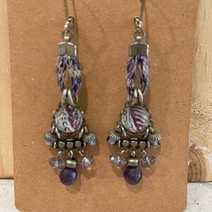 Ayalabar Purple and Silver Dangle Earrings